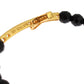 Agate Stone Gold CZ Cross 925 Silver Bracelet
