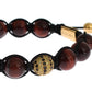 CZ Red Tigers Eye Gold 925 Silver Bracelet