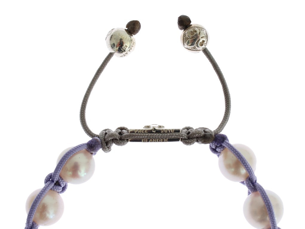 Elegant Silver & Purple CZ Pearl Bracelet