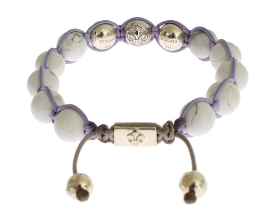 Purple CZ Howlite 925 Silver Bracelet