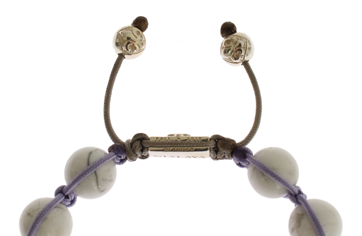 Purple CZ Howlite 925 Silver Bracelet