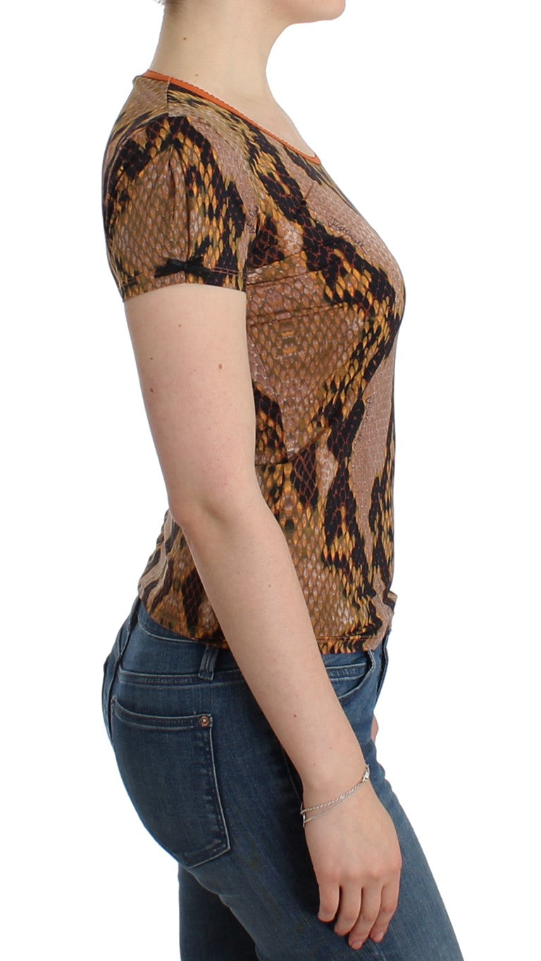 Elegant Snake Print Crewneck Tee