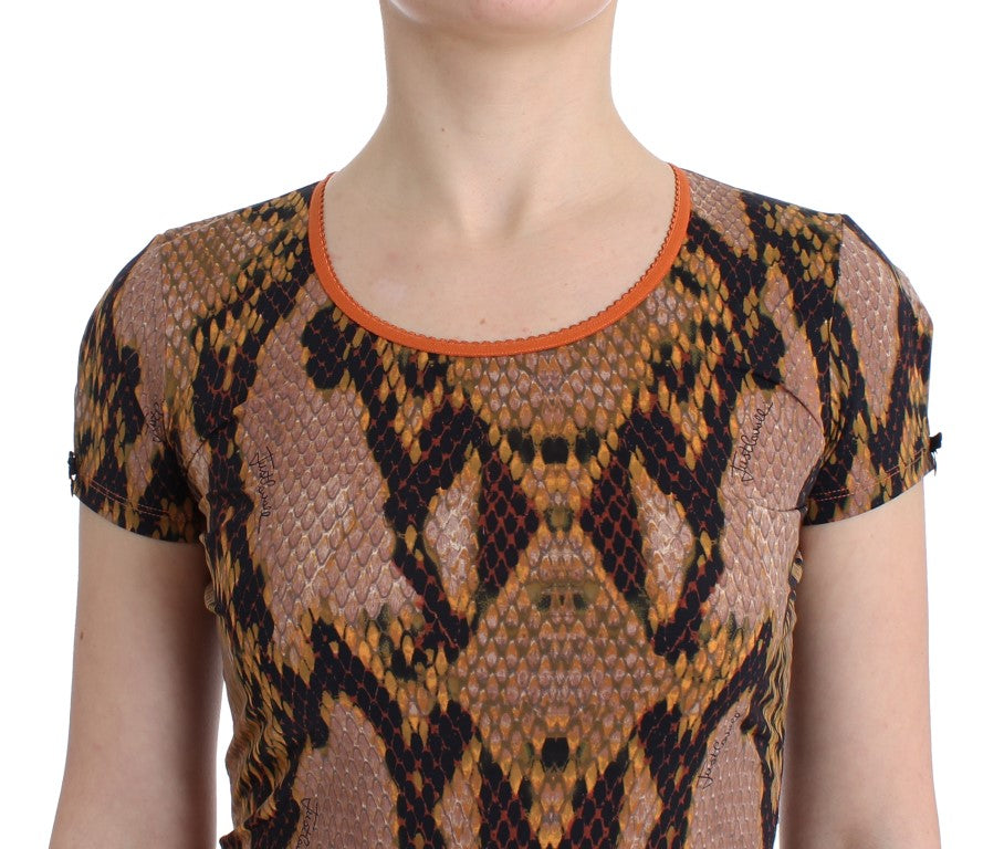 Elegant Snake Print Crewneck Tee