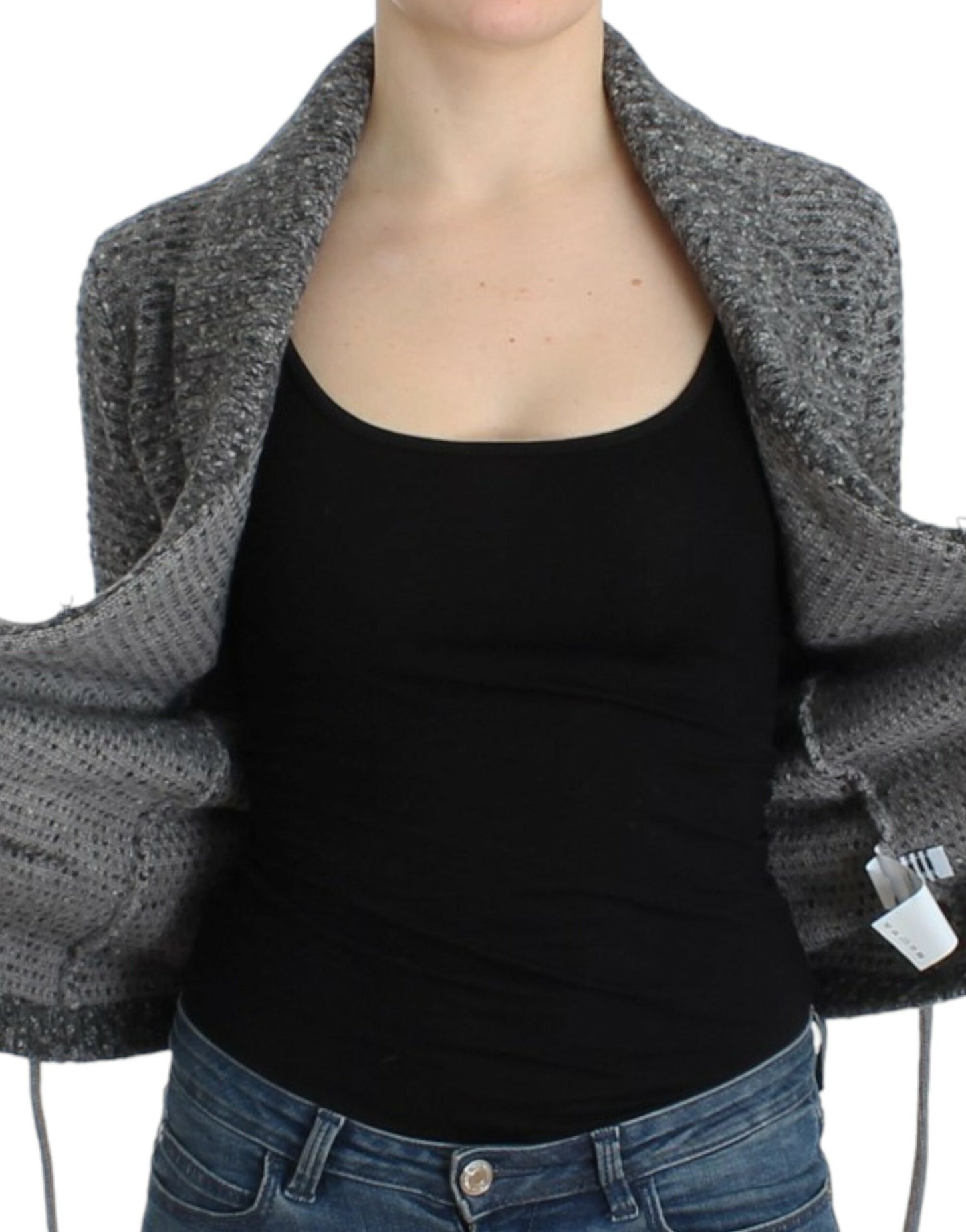 Elegant Gray Wool Blend Cardigan