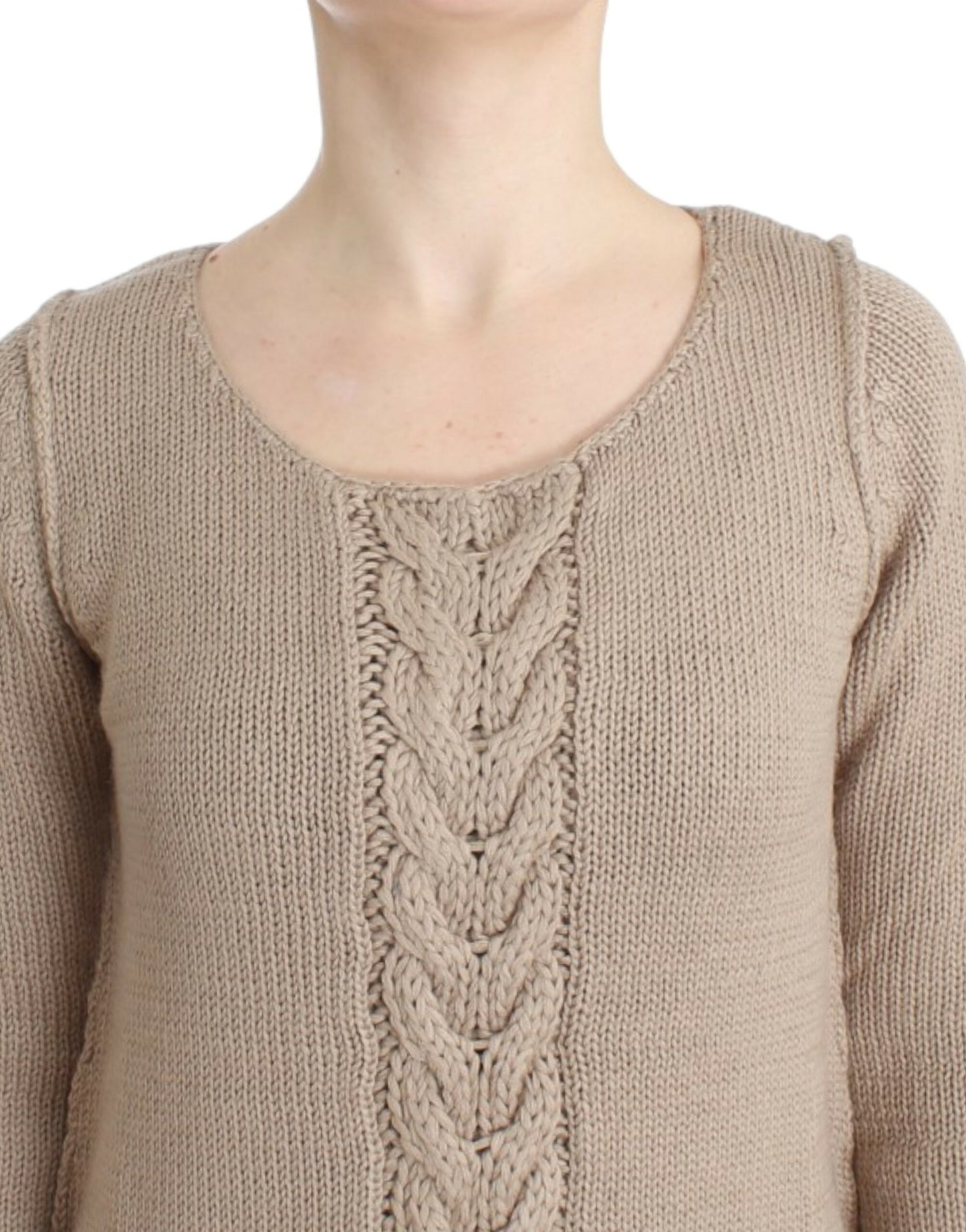 Beige knitted wool sweater