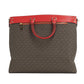Travel Large Signature PVC Top Zip North South Tote Handbag (Brown/Flame)