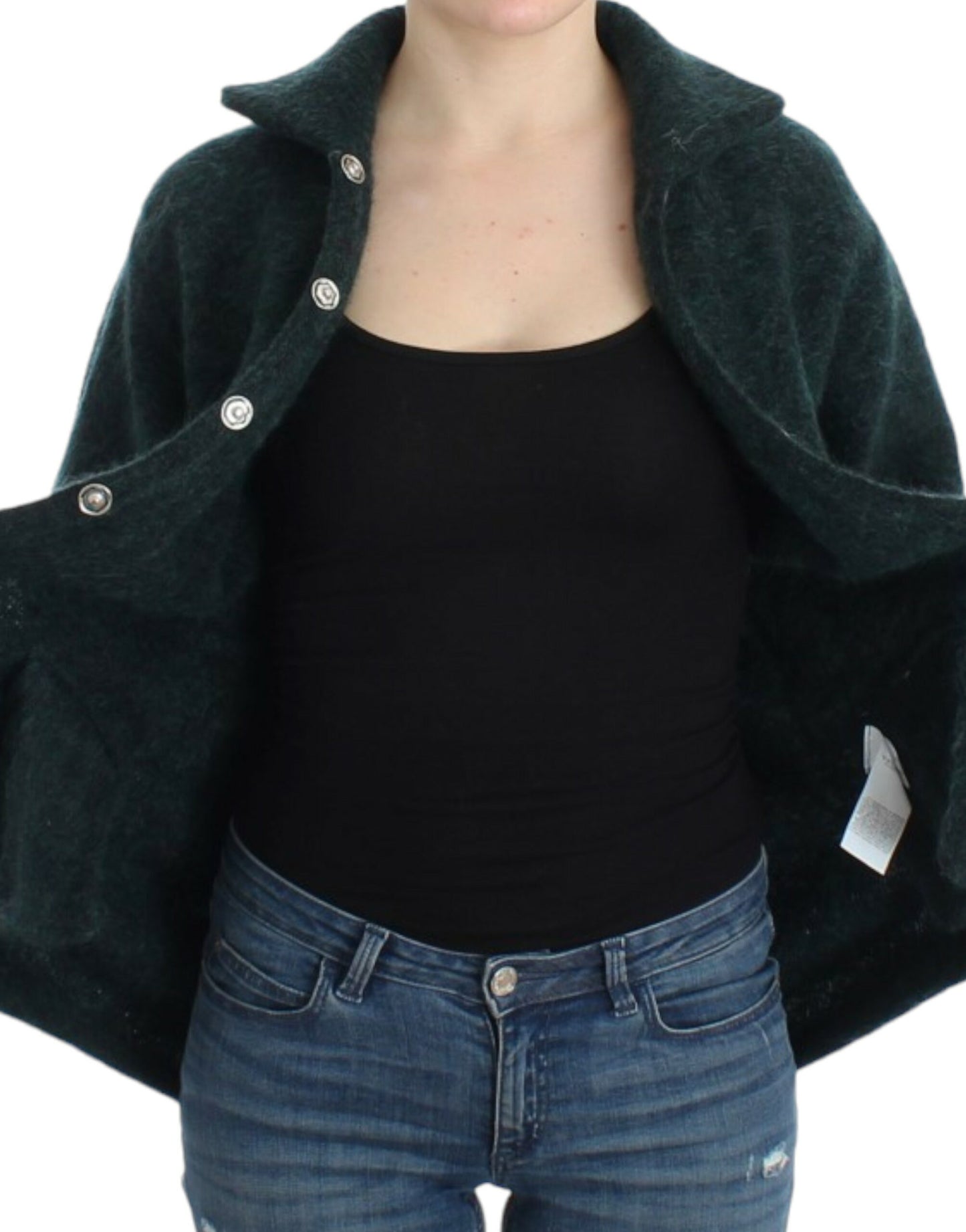 Elegant Green Wool-Mohair Blend Cardigan