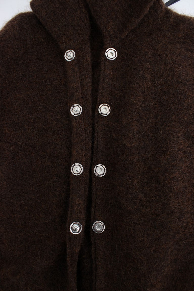 Elegant Short Sleeved Brown Cardigan