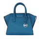 Avril Small Pebble Leather Top Zip Satchel Crossbody Handbag (Lagoon Solid)