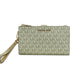 Jet Set Travel Leather Logo Large Double Zip Wristlet Wallet (Pale Gold Metallic)