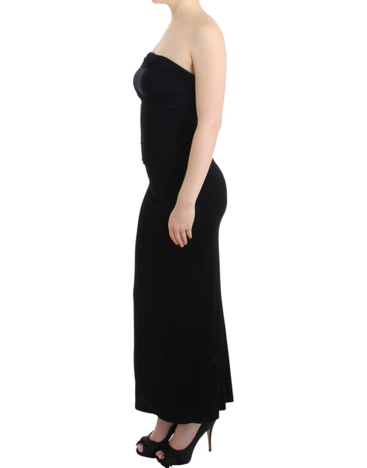 Elegant Strapless Black Maxi Dress