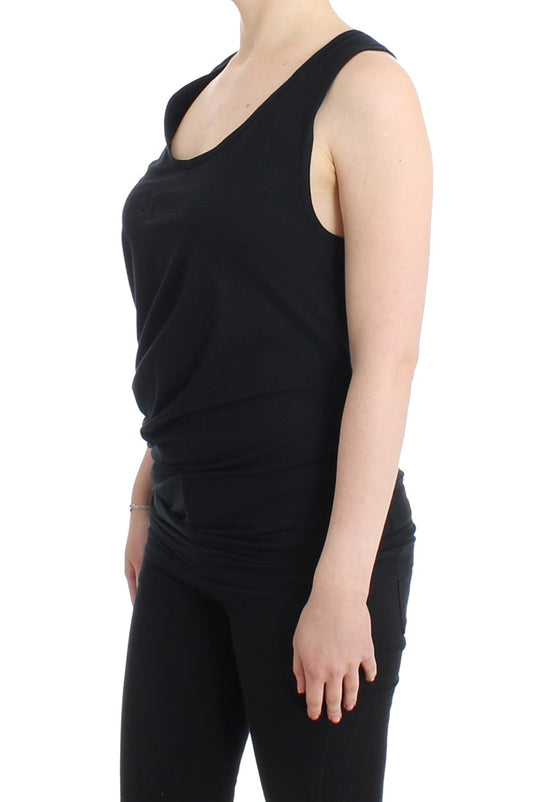 Elegant Black Tank Top with Logo Detail