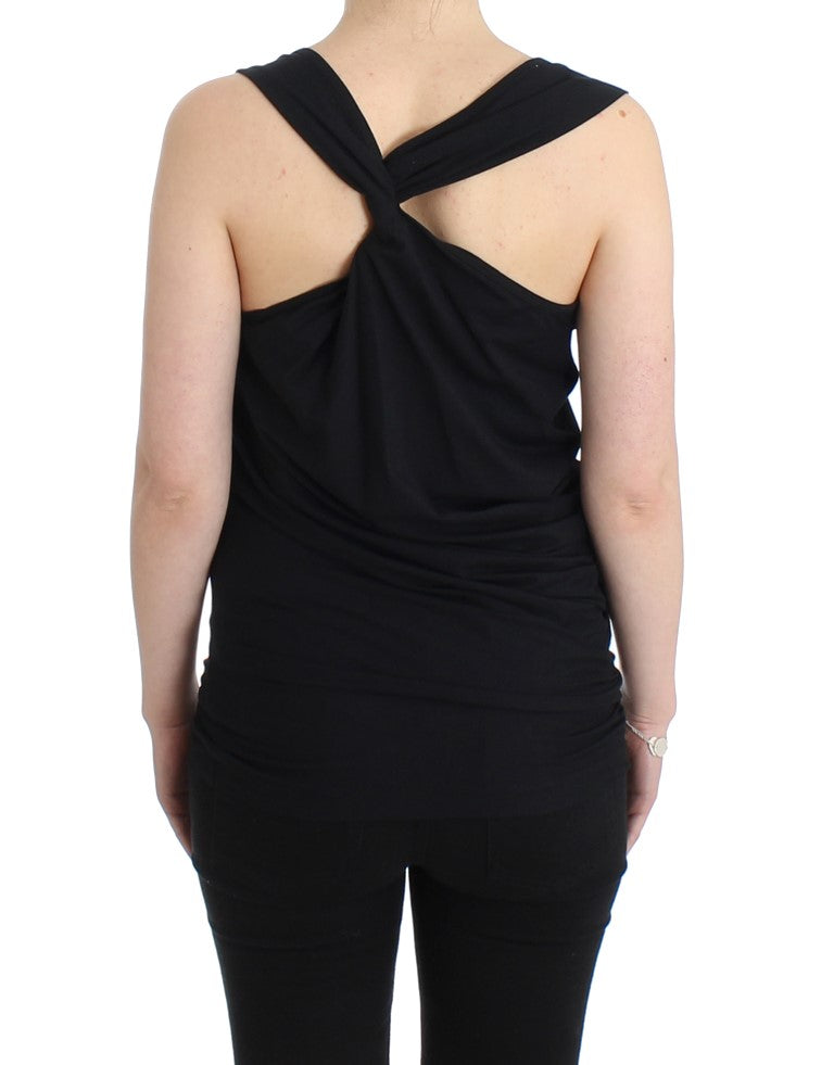 Elegant Black Tank Top with Logo Detail