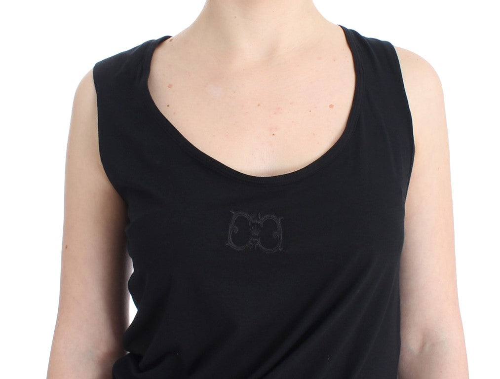 Elegant Black Tank Top with Logo Detail