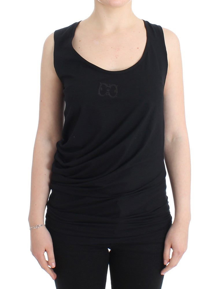 Elegant Black Tank Top with Logo Detail