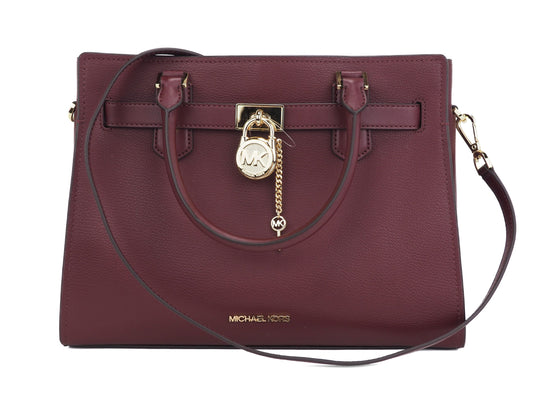 Hamilton Medium Leather Satchel Crossbody Handbag (Merlot)