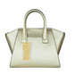 Avril Small Pebble Leather Top Zip Satchel Crossbody Handbag (Pale Gold)