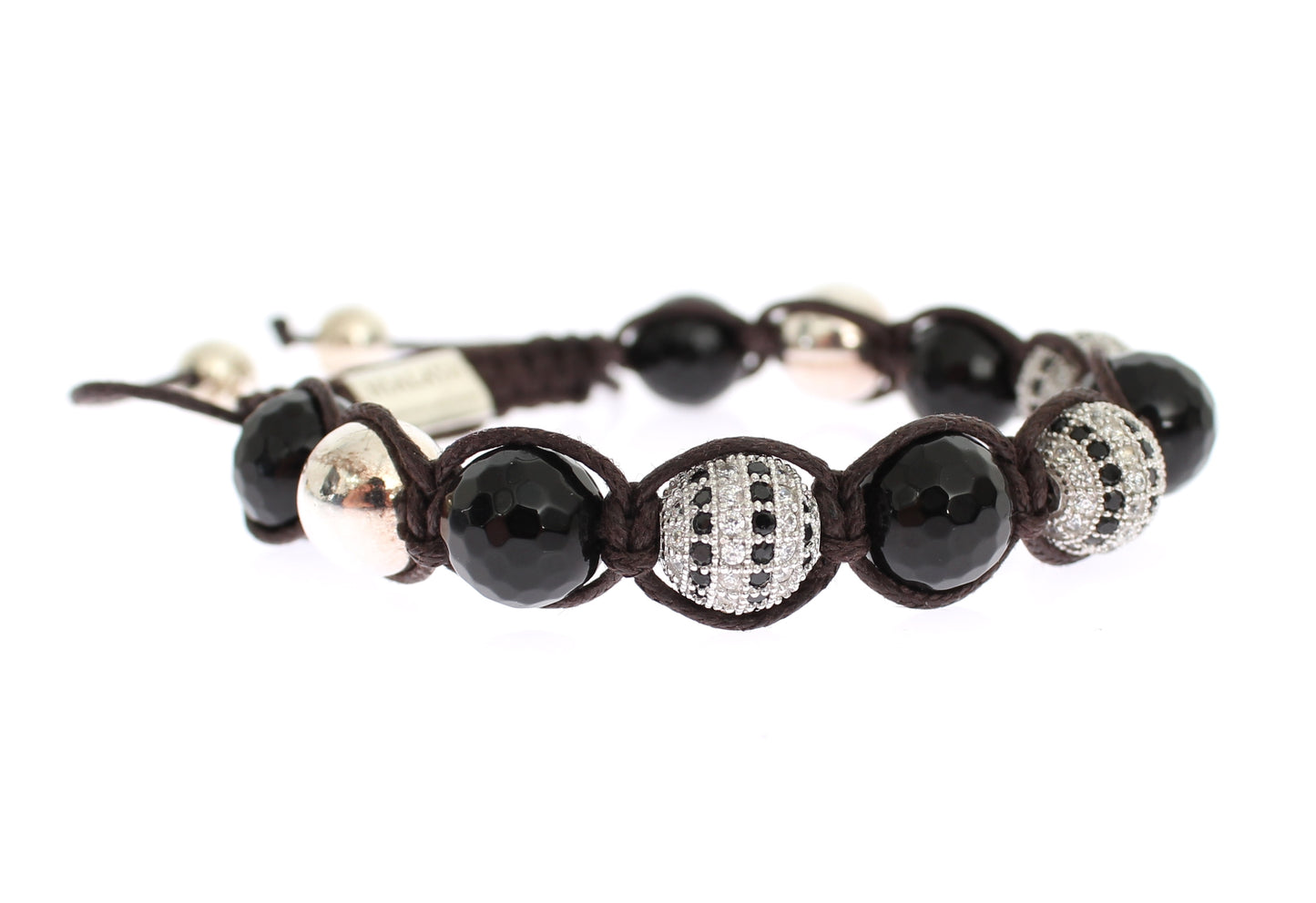 Elegant Black Silver Beaded Bracelet