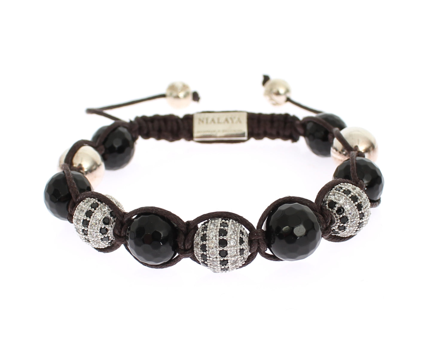 Elegant Black Silver Beaded Bracelet