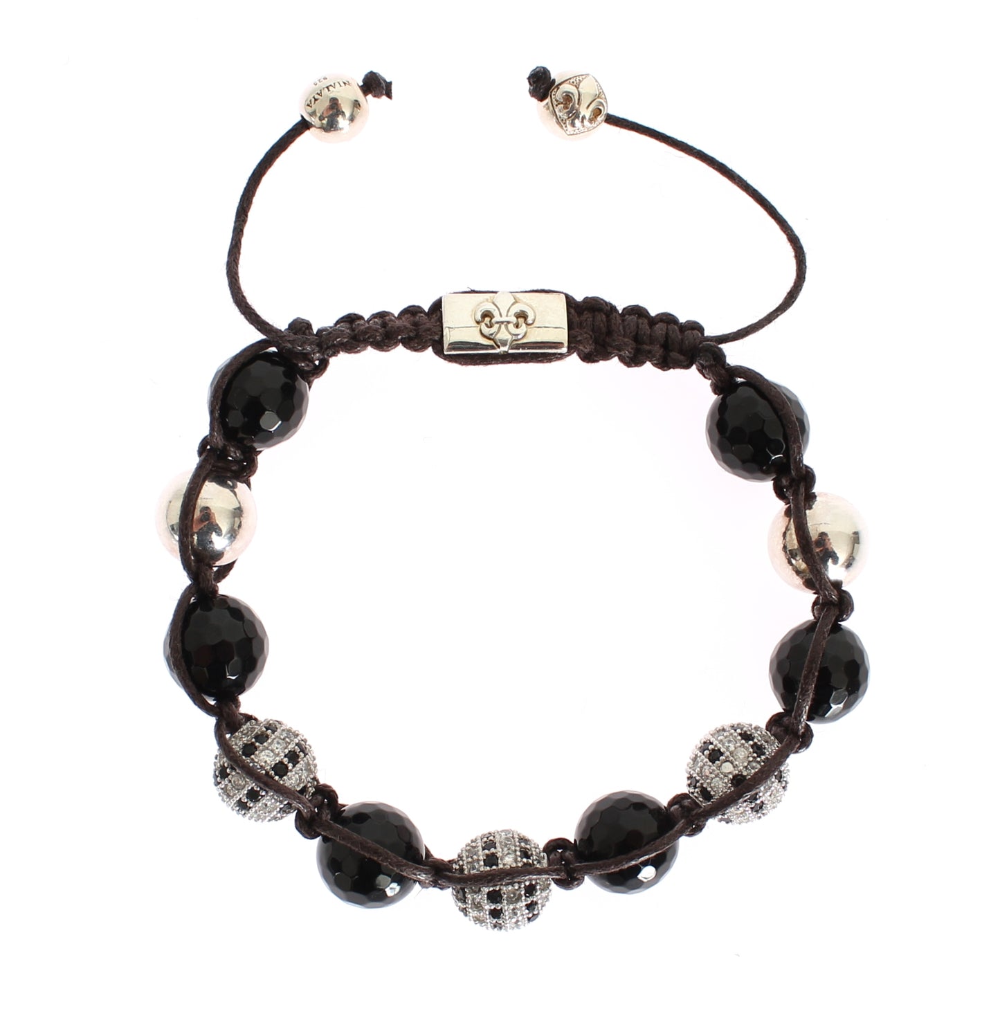 Elegant Black Silver Beaded Bracelet