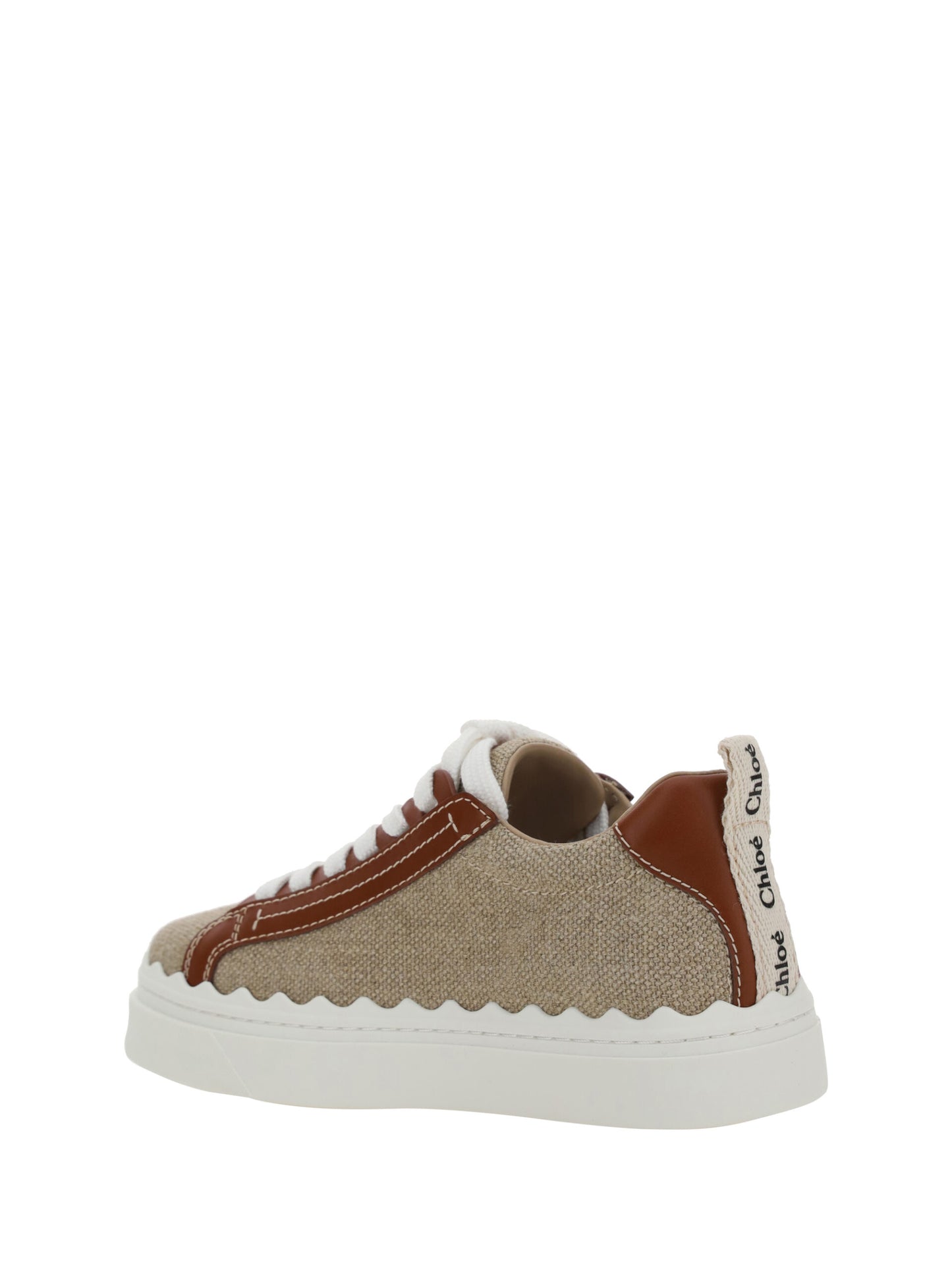 Exquisite Cotton & Calfskin Lace-Up Sneakers