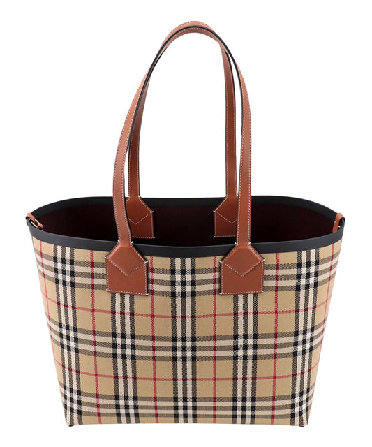 Chic Check Embroidered Cotton Tote Bag