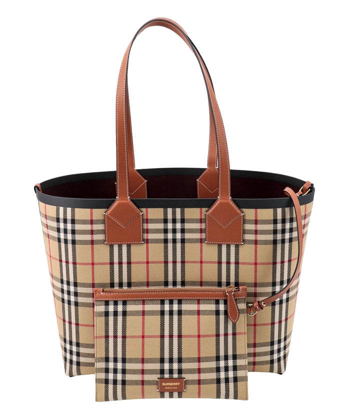 Chic Check Embroidered Cotton Tote Bag