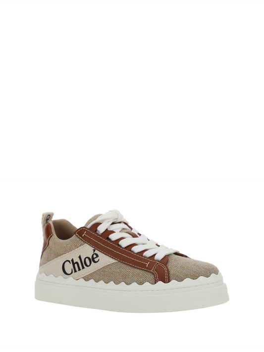 Exquisite Cotton & Calfskin Lace-Up Sneakers