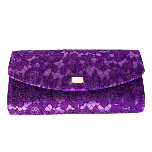 Elegant Purple Lace Clutch Bag