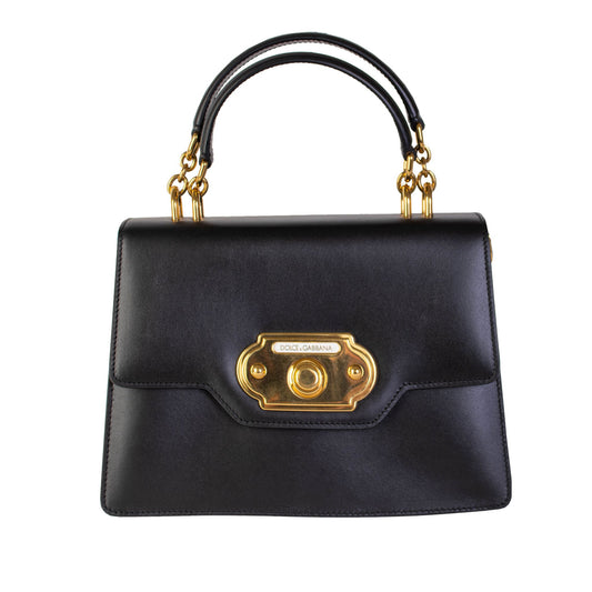 Elegant Black Leather Welcome Handbag