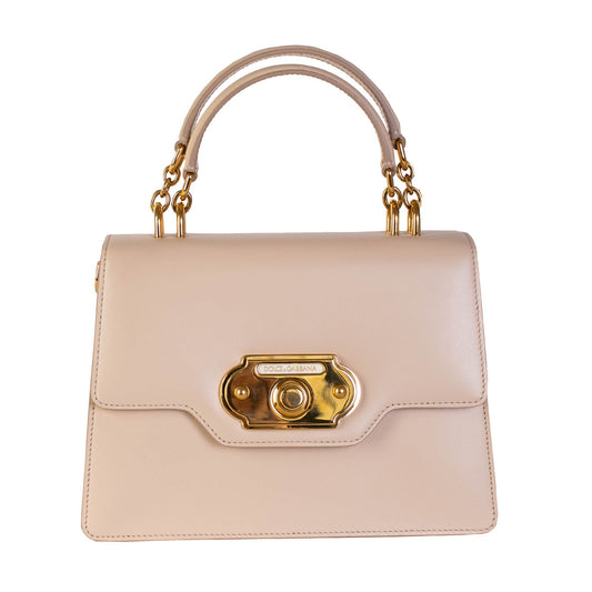 Elegant Beige Leather Welcoming Handbag