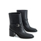 Elegant Leather Ankle Boots with Chic Buckle Detail