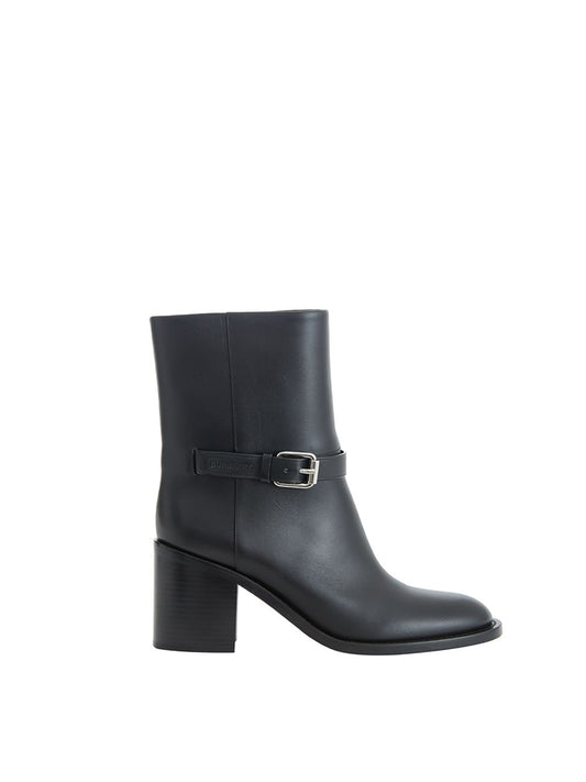 Elegant Leather Ankle Boots with Chic Buckle Detail