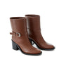 Chic Brown Leather Ankle Boots with Buckle Detail