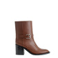 Chic Brown Leather Ankle Boots with Buckle Detail