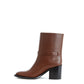 Chic Brown Leather Ankle Boots with Buckle Detail