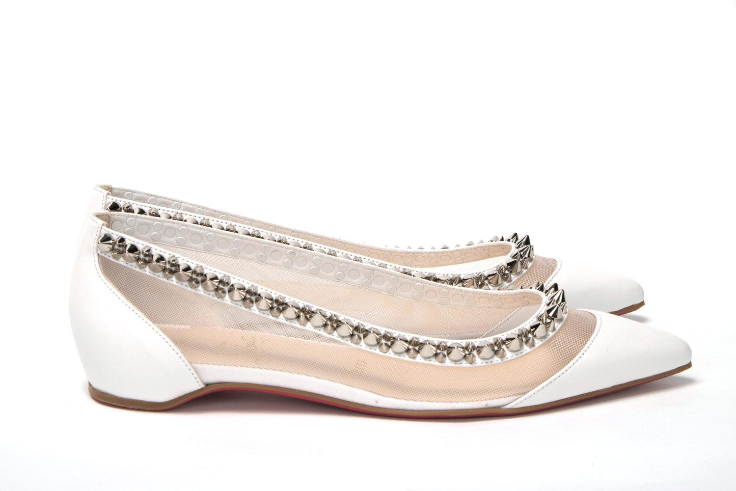 Bianco White silver Flat Point Toe Shoe