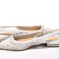 White Perforated Printed Flat Point Toe Shoe