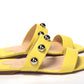 Bright Yellow Silver Wide Strap Studded Flat