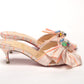Multicolor Kitten Heel Studded Flat Shoes