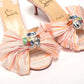 Multicolor Kitten Heel Studded Flat Shoes