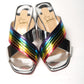 Silver Silver And Rainbow Stripe Mule Sandal