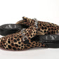 Black Brown Leapord Print Open Back Loafer