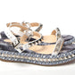 multicolor Multi Print And Stud Embellished Platform Sandal