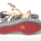multicolor Multi Print And Stud Embellished Platform Sandal