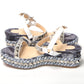 multicolor Multi Print And Stud Embellished Platform Sandal