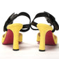 Yellow Black Peep Toe Flower Sandal