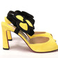 Yellow Black Peep Toe Flower Sandal