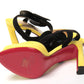 Yellow Black Peep Toe Flower Sandal