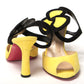 Yellow Black Peep Toe Flower Sandal